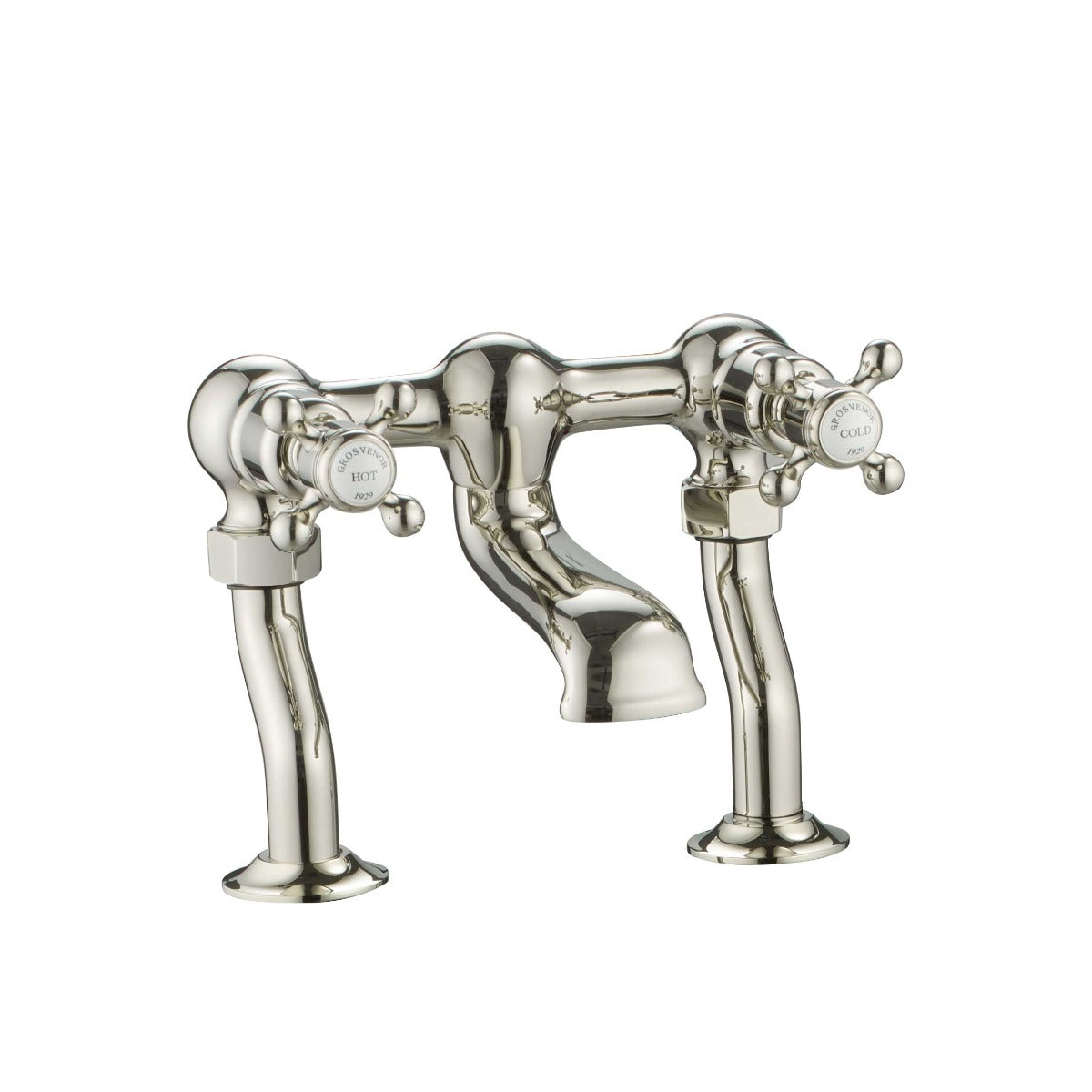 JTP Grosvenor Cross Deck Mounted Bath Filler - Nickel - 76223NK