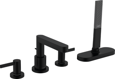 Hansgrohe Finoris 4-hole Rim Mounted Bath Mixer with sBox - Matt Black - 76444670