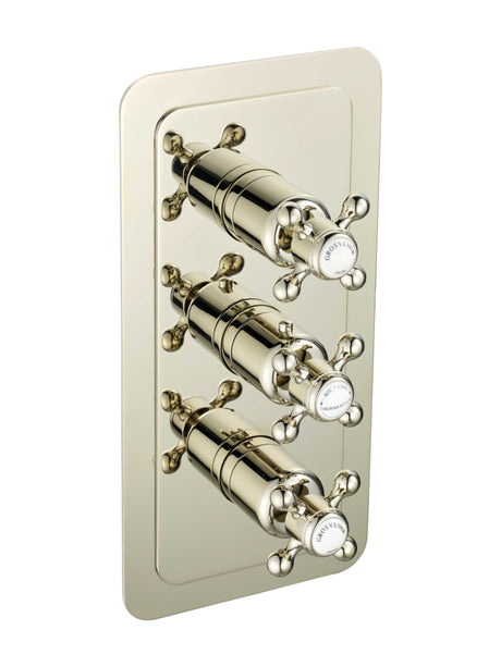 JTP Grosvenor Cross Thermostatic 3 Outlet Shower Valve - Nickel - 76691NK