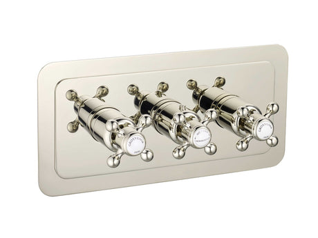 JTP Grosvenor Cross Thermostatic 3 Outlet Shower Valve - Nickel - 76692NK