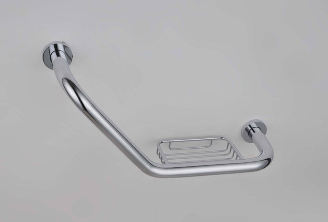 Rak Angled Grab Rail With Intergrated Soap Dish - Silver - RAKGRB9920