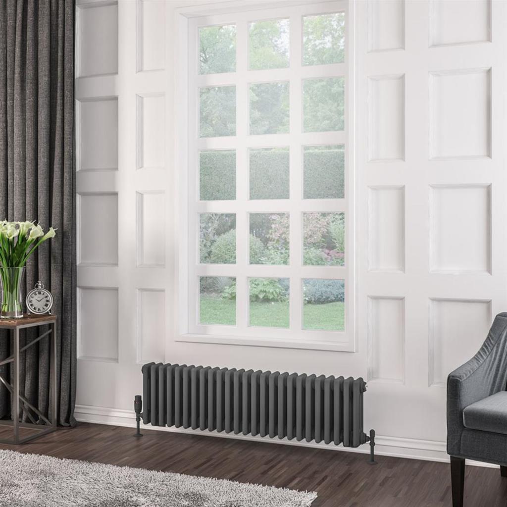 Eastbrook Rivassa 300mm x 1148mm Traditional 3 Column Radiator - Matt Anthracite - 81.0029 - TAP 'N' SHOWER