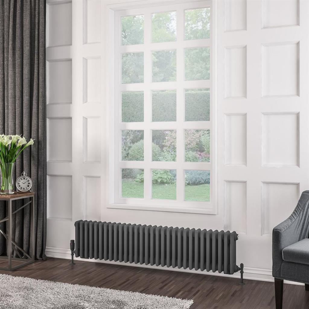 Eastbrook Rivassa Traditional 3 Column Radiator 300mm x 1373mm - Matt Anthracite - 81.0030 - TAP 'N' SHOWER
