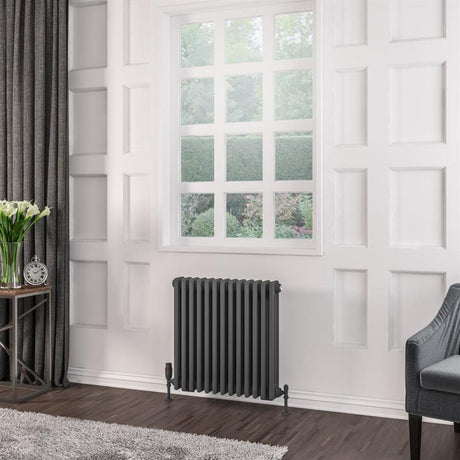 Eastbrook Rivassa Traditional 3 Column Radiator 600mm x 608mm - Matt Anthracite - 81.0031 - TAP 'N' SHOWER