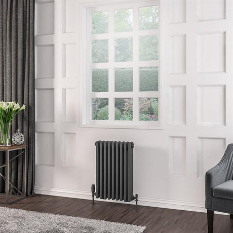 Eastbrook Rivassa Traditional Two Column Radiator 600mm x 428mm - Matt Anthracite - 81.0046 - TAP 'N' SHOWER