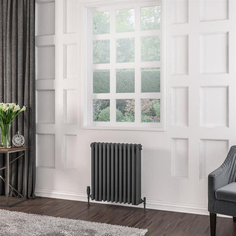 Eastbrook Rivassa Traditional 3 Column Radiator 600mm x 563mm - Matt Anthracite - 81.0053 - TAP 'N' SHOWER