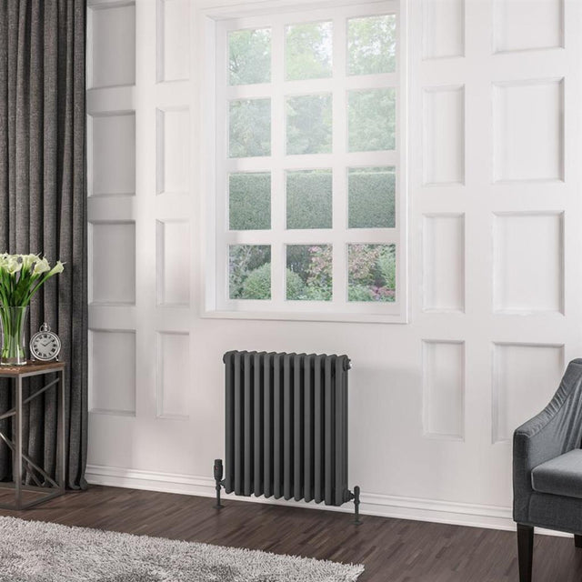 Eastbrook Rivassa Traditional 3 Column Radiator 600mm x 563mm - Matt Anthracite - 81.0053 - TAP 'N' SHOWER
