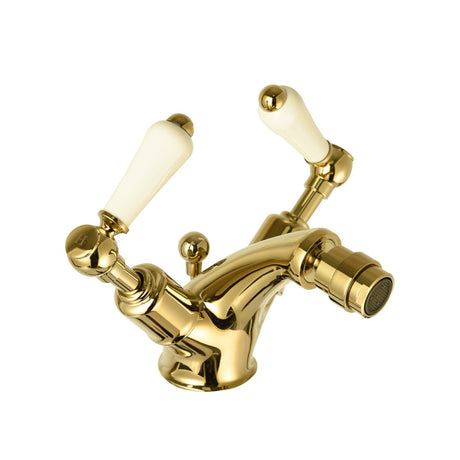 JTP Grosvenor Lever Bidet mixer with pop up waste - Antique Brass - 85013G