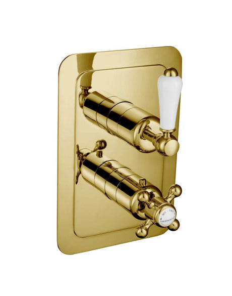 JTP Grosvenor Lever Thermostatic 2 Outlet Shower Valve - Antique Brass - 85671G