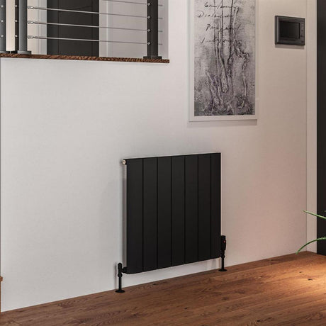 Eastbrook Peretti Aluminium Horizontal Flat Panel Radiator 600mm x 660mm - Matt Black - 86.0067 - TAP 'N' SHOWER