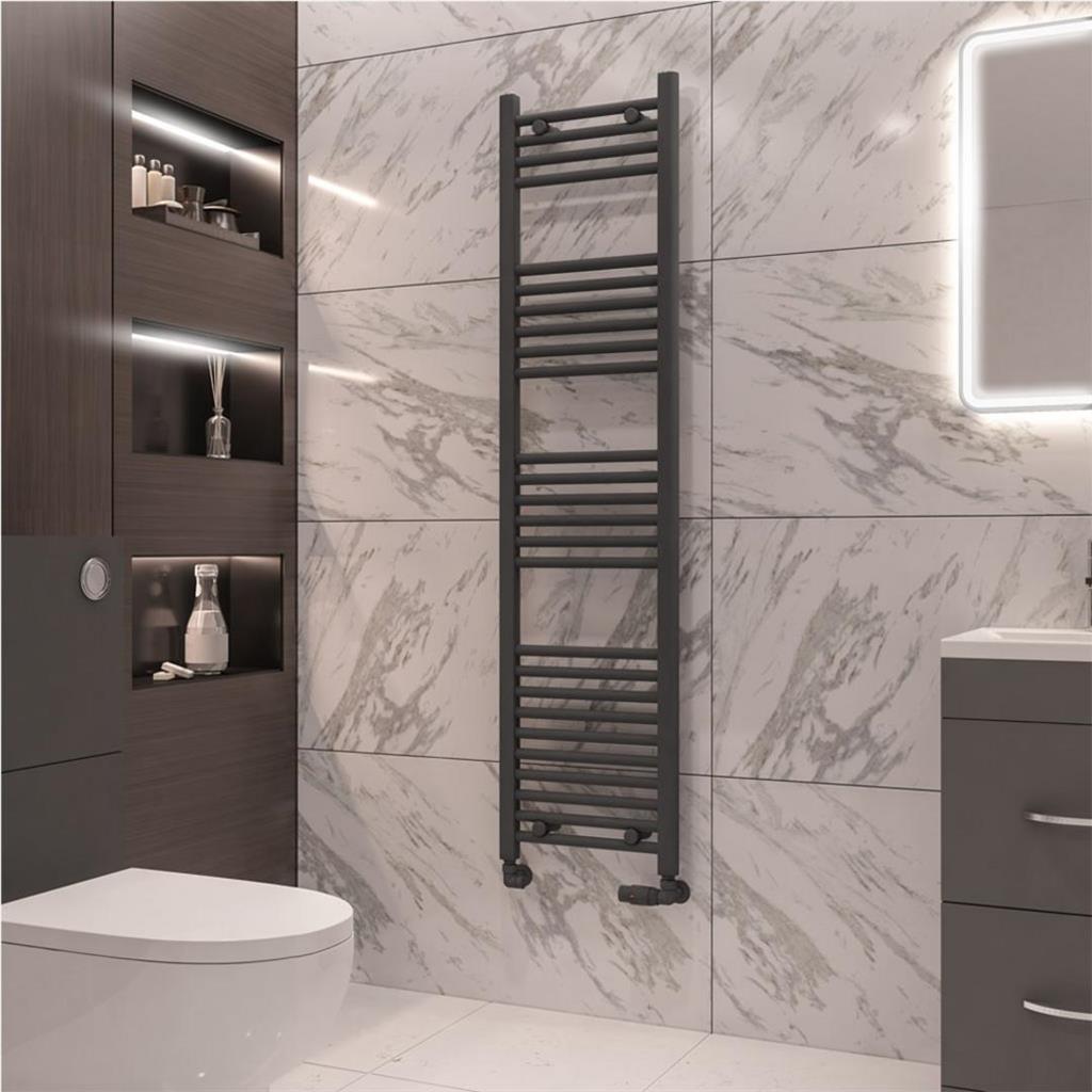 Eastbrook Wingrave Straight Ladder Towel Radiator 1600mm x 400mm - Matt Anthracite - 89.0071 - TAP 'N' SHOWER