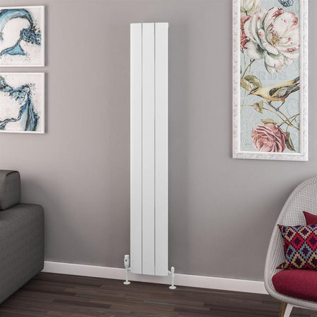 Eastbrook Withington Aluminium Vertical Radiator 1800mm x 280mm - Matt White - 89.0137 - TAP 'N' SHOWER