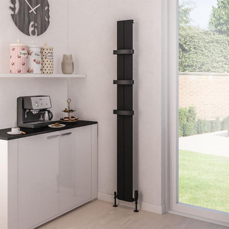 Eastbrook Preston Aluminium Vertical Radiator 1800mm x 185mm - Matt Black - 89.0163 - TAP 'N' SHOWER