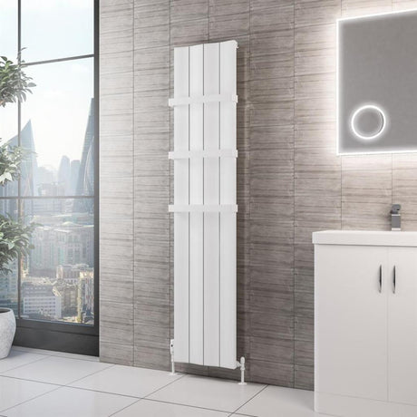 Eastbrook Fairford Aluminium Vertical Radiator 1800mm x 375mm - Matt White - 89.0222 - TAP 'N' SHOWER