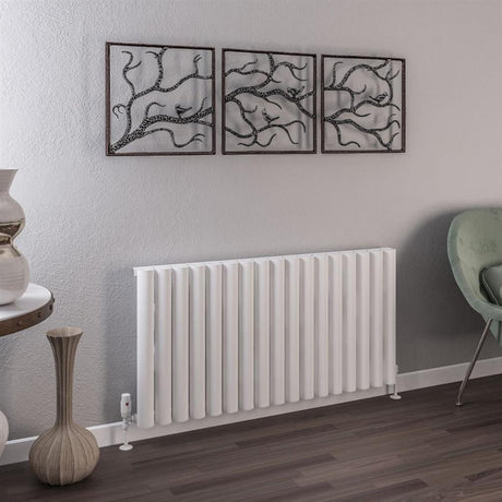 Eastbrook Burford Aluminium Horizontal Radiator 600mm x 1185mm - Matt White - 89.0233 - TAP 'N' SHOWER