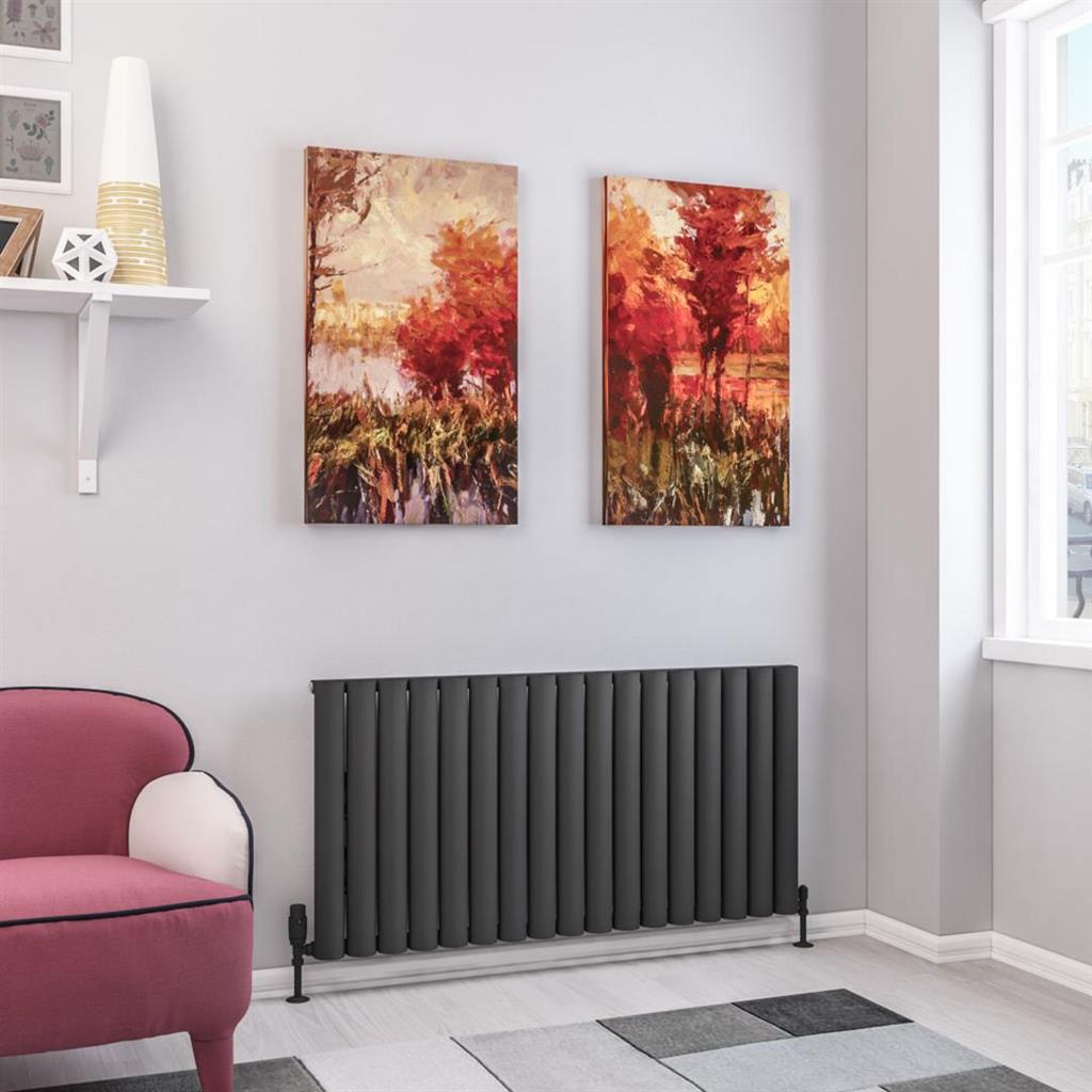 Eastbrook Kelmscott Aluminium Horizontal Radiator 600mm x 1185mm - Matt Anthracite - 89.0260 - TAP 'N' SHOWER