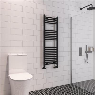 Eastbrook Wingrave Straight Ladder Towel Radiator 1200mm x 400mm - Matt Black - 89.0602 - TAP 'N' SHOWER