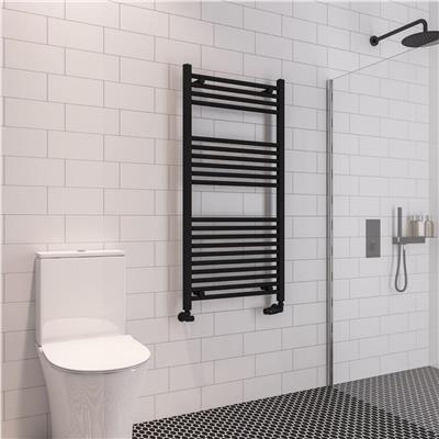 Eastbrook Wingrave Straight Ladder Towel Radiator 1200mm x 600mm - Matt Black - 89.0604 - TAP 'N' SHOWER