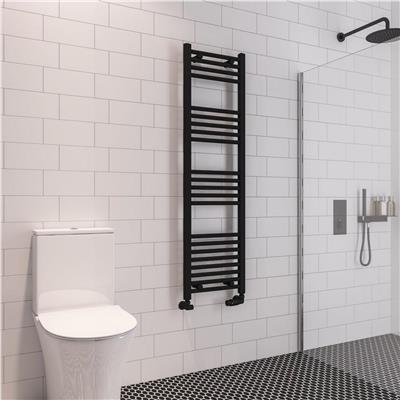 Eastbrook Wingrave Straight Ladder Towel Radiator 1400mm x 400mm - Matt Black - 89.0605 - TAP 'N' SHOWER