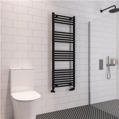 Eastbrook Wingrave Straight Ladder Towel Radiator 1400mm x 500mm - Matt Black - 89.0606 - TAP 'N' SHOWER