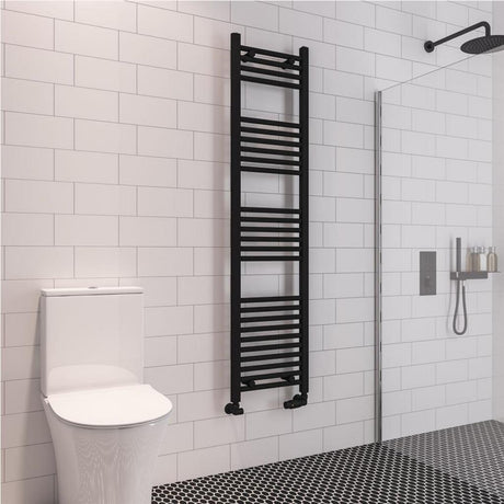 Eastbrook Wingrave Straight Ladder Towel Radiator 1600mm x 400mm - Matt Black - 89.0608 - TAP 'N' SHOWER