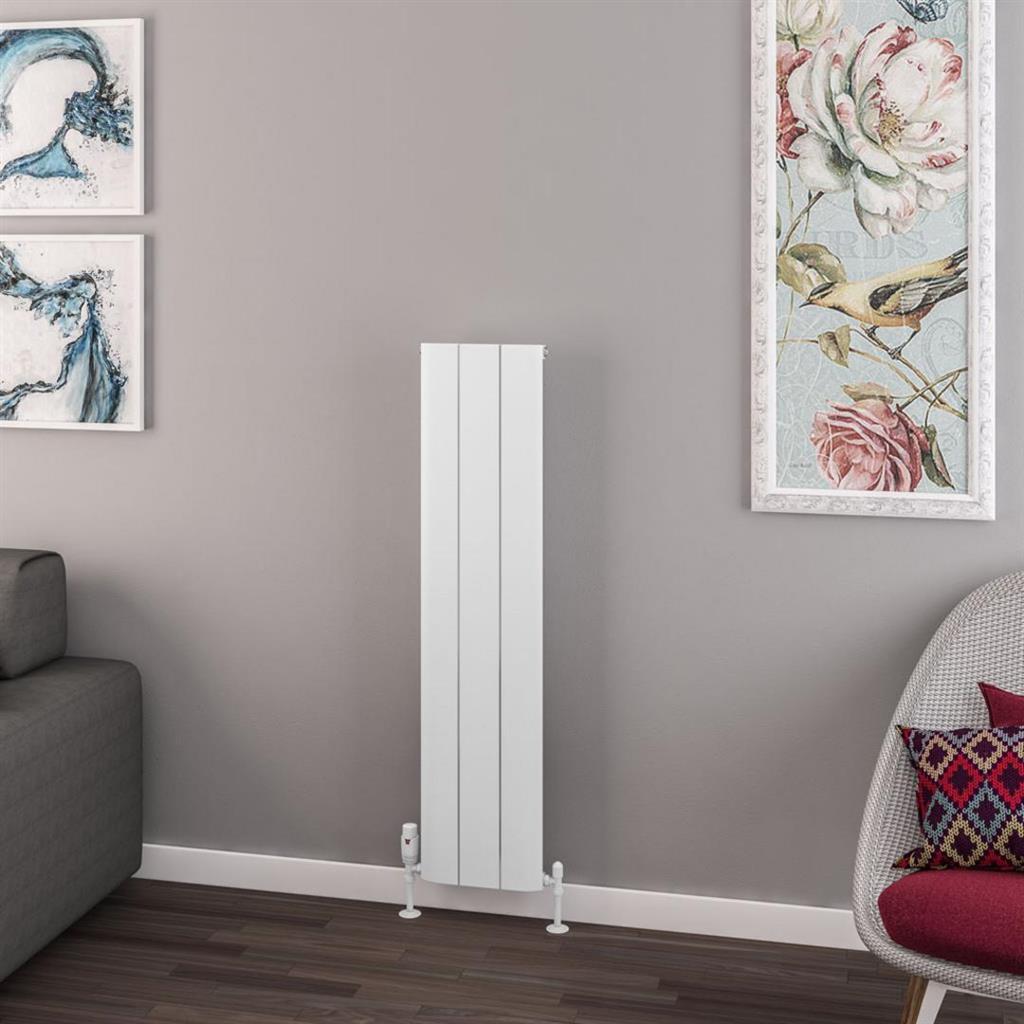 Eastbrook Withington Aluminium Vertical Radiator 280mm x 1200mm - Matt White - 89.0930 - TAP 'N' SHOWER