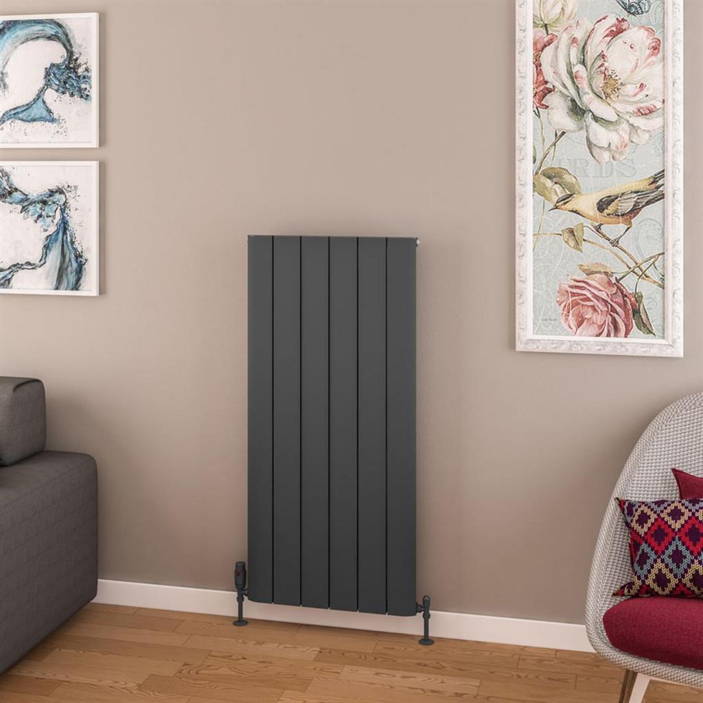 Eastbrook Withington Aluminium Vertical Radiator 565mm x 1200mm - Matt Anthracite - 89.0966 - TAP 'N' SHOWER