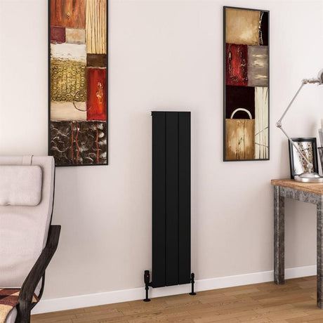 Eastbrook Charlton Aluminium Vertical Radiator 280mm x 1200mm - Matt Black - 89.0979 - TAP 'N' SHOWER