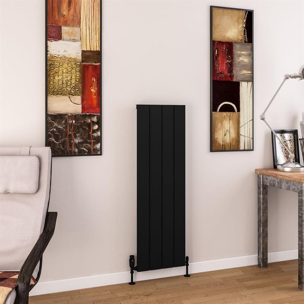 Eastbrook Charlton Aluminium Vertical Radiator 375mm x 1200mm - Matt Black - 89.0980 - TAP 'N' SHOWER