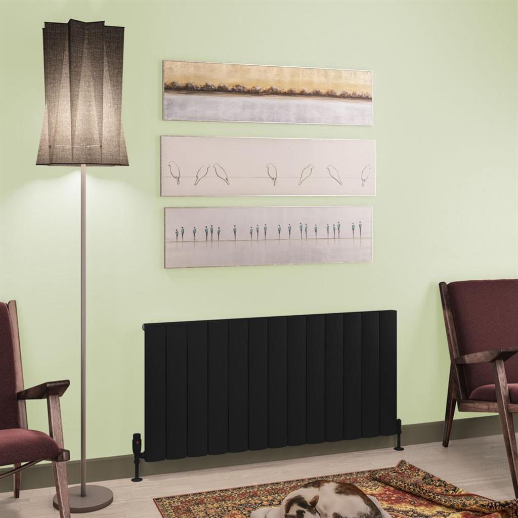 Eastbrook Tordino Aluminium Horizontal Radiator 1230mm x 600mm - Matt Black - 89.1231 - TAP 'N' SHOWER