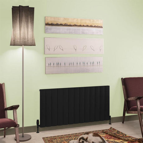 Eastbrook Tordino Aluminium Horizontal Radiator 1230mm x 600mm - Matt Black - 89.1231 - TAP 'N' SHOWER