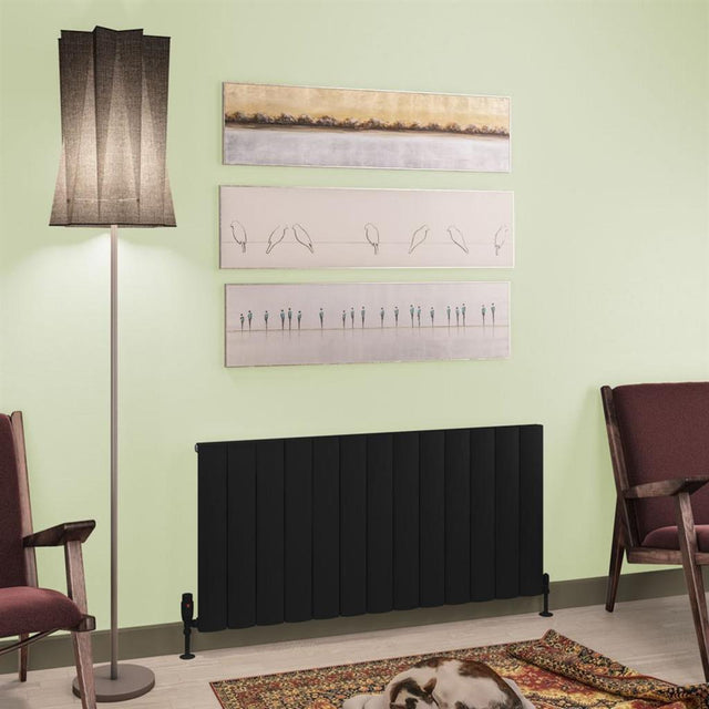 Eastbrook Tordino Aluminium Horizontal Radiator 1230mm x 600mm - Matt Black - 89.1231 - TAP 'N' SHOWER