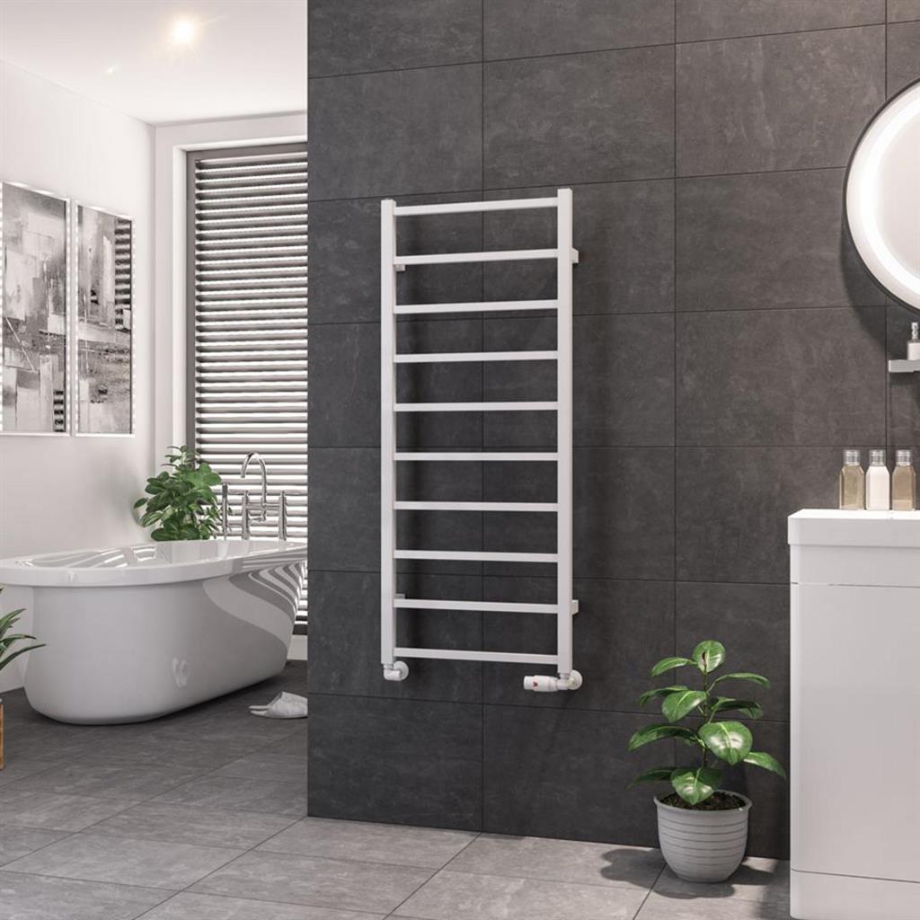 Eastbrook Tuscan Square Towel Radiator 500mm x 1200mm - Gloss White - 89.1246 - TAP 'N' SHOWER