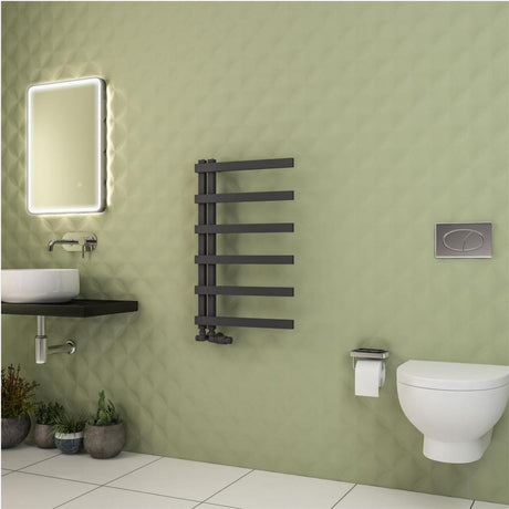Eastbrook Platani Designer Towel Radiator 500mm x 800mm - Matt Anthracite - 89.1340 - TAP 'N' SHOWER