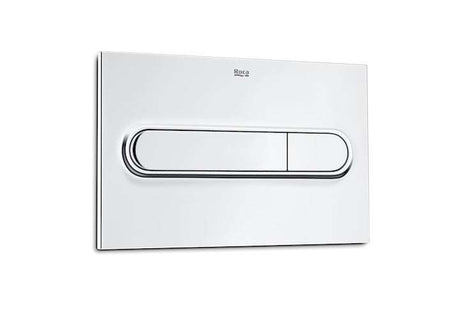 Roca PL1 Dual Flush Plate in polished chrome with dual flush buttons for water saving
