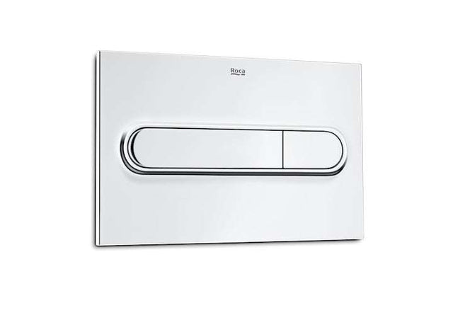 Roca PL1 Dual Flush Plate in polished chrome with dual flush buttons for water saving