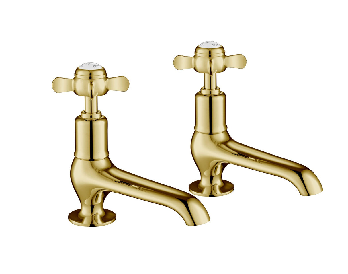 JTP Grosvenor Pinch Long Nose Basin Taps - Antique Brass - 98011G