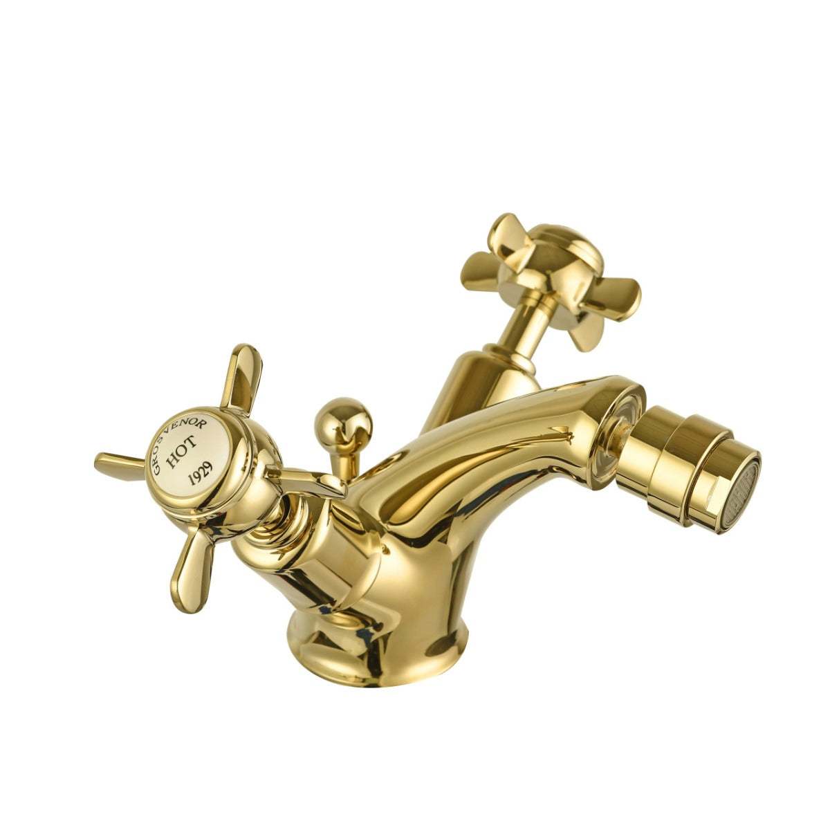 JTP Grosvenor Pinch Bidet mixer with pop up waste - Antique Brass - 98013G