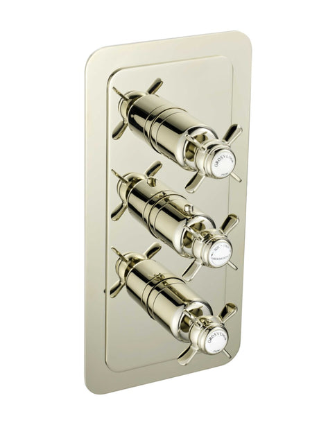 JTP Grosvenor Pinch Thermostatic 3 Outlet Shower Valve - Nickel - 98691NK
