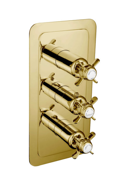 JTP Grosvenor Pinch Thermostatic 3 Outlet Shower Valve - Antique Brass - 98691G