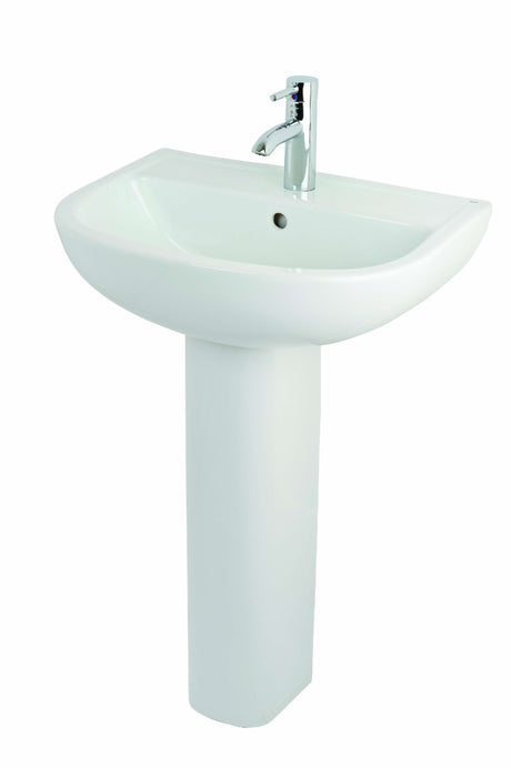 Rak Compact Basin 1 Tap Hole - 550mm - White - COM55BAS1