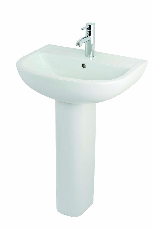 Rak Compact Basin 1 Tap Hole - 550mm - White - COM55BAS1