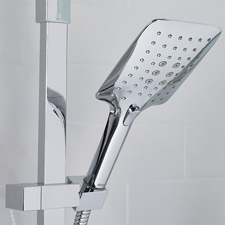 Bristan Qubo Thermostatic Bar Mixer Shower with Shower Kit Fixed Shower Head - Chrome - QB SHXDIVCTFF C - TAP 'N' SHOWER