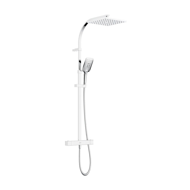 Bristan Qubo Thermostatic Bar Mixer Shower with Shower Kit Fixed Shower Head - Chrome - QB SHXDIVCTFF C - TAP 'N' SHOWER