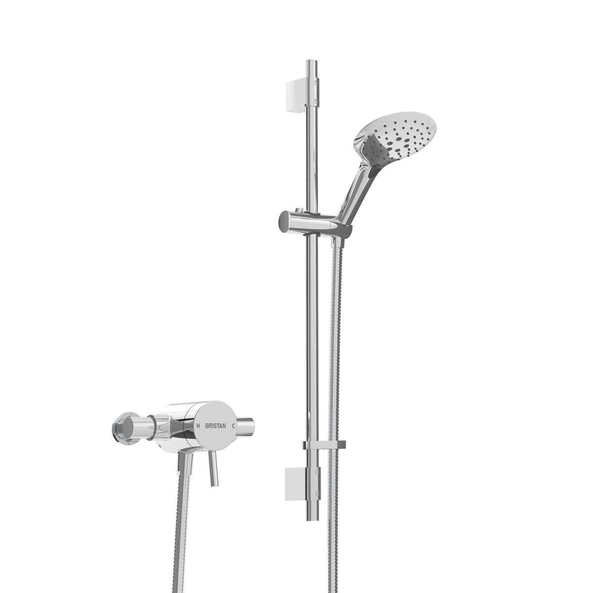 Bristan Prism Sequential Mixer Shower with Exposed Shower Valve and Adjustable Riser Kit - Chrome - PM2 SQSHXAR C