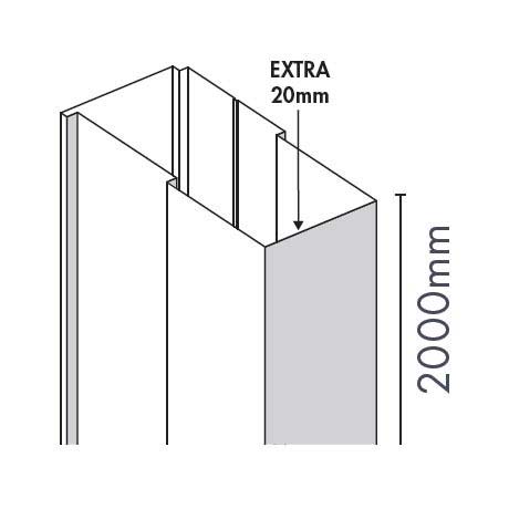 Merlyn Ionic Essence Hinge and Inline Shower Door Extension Profile 20mm Adjustment - Chrome - A0114D0