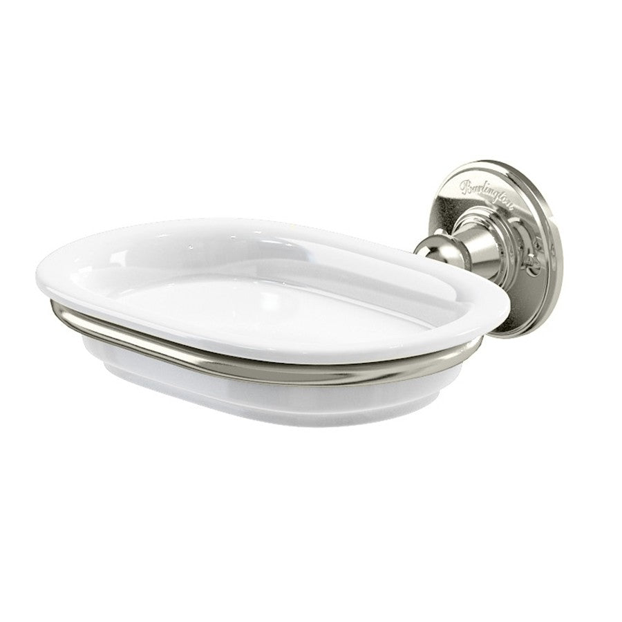 Burlington Wall Mounted Soap Dish - Nickel/White - A1NKL - TAP 'N' SHOWER