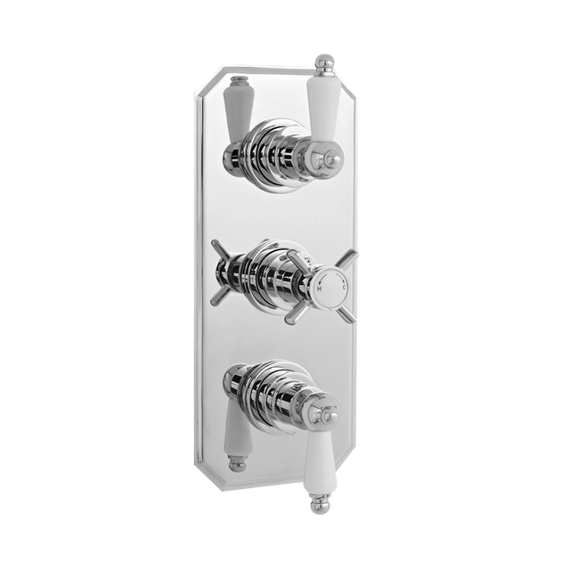 Nuie Triple Handle Beaumont Traditional Concealed Shower Valve - Chrom