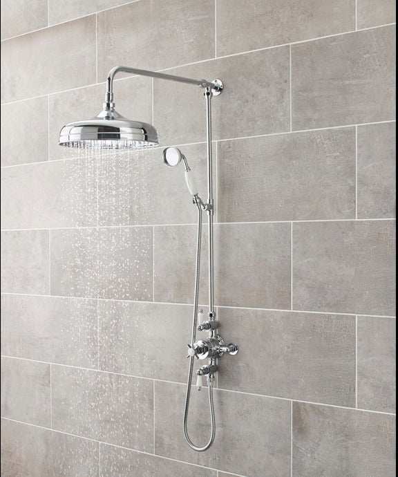 Nuie Triple Handle Beaumont Traditional Exposed Shower Valve - Chrome 