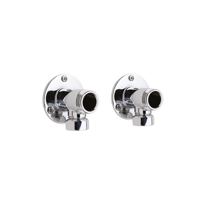 Nuie Bar Shower Pair Elbow Unions - Chrome - A312
